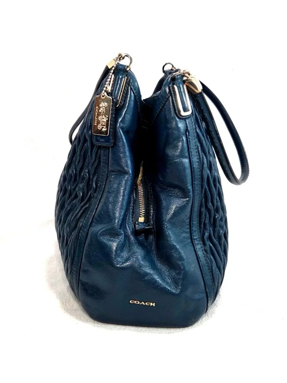 Coach 2013 Teal Madison Phoebe Gathered Twist Leather Shoulder Bag  No. 26257